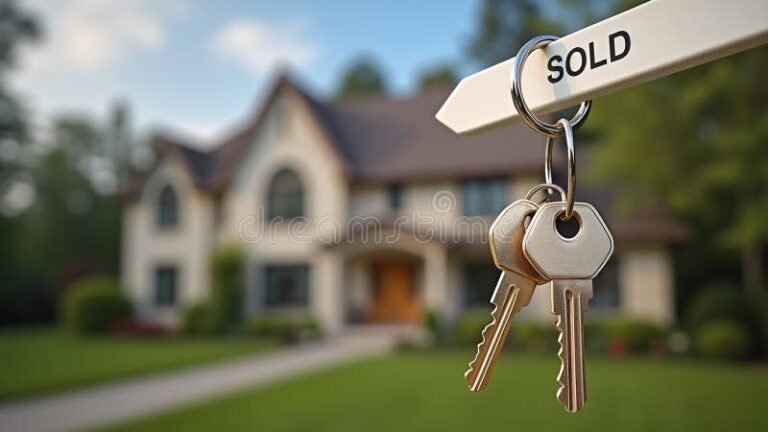 casa con letrero de se vende y llaves