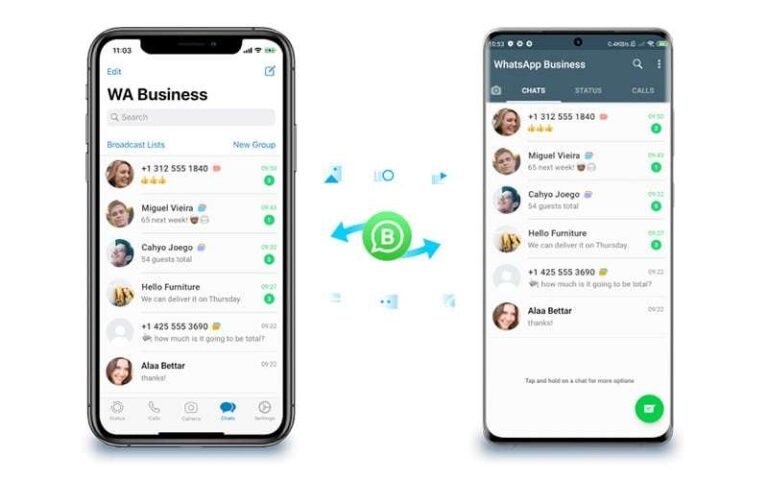 dos telefonos mostrando whatsapp juntos