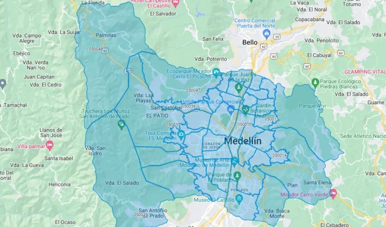 mapa de colombia con codigos postales